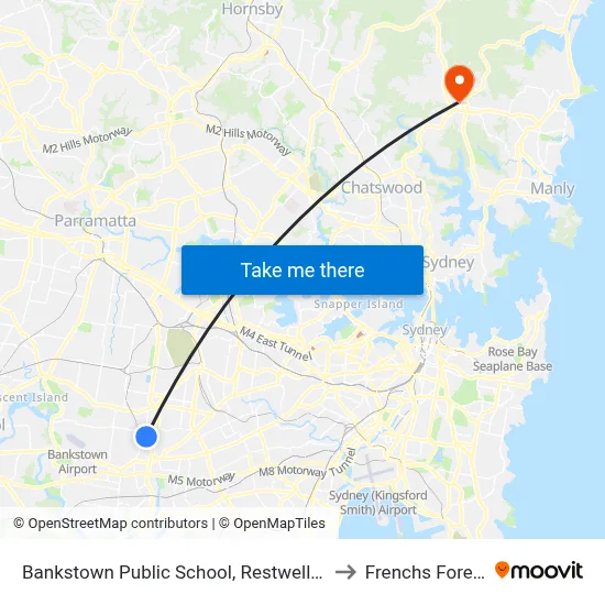 Bankstown Public School, Restwell St to Frenchs Forest map