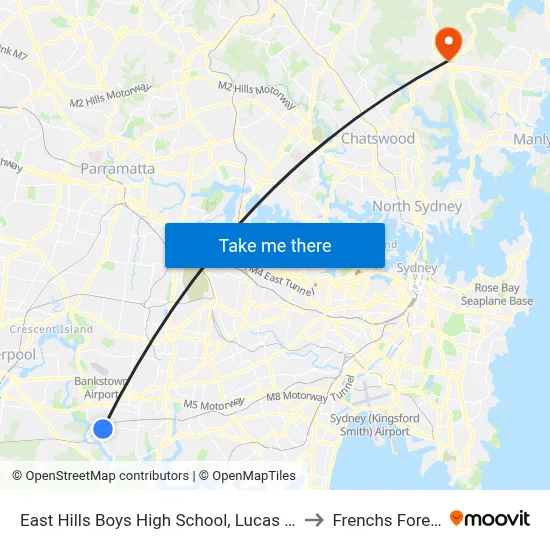 East Hills Boys High School, Lucas Rd to Frenchs Forest map