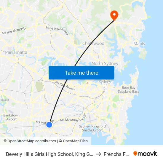 Beverly Hills Girls High School, King Georges Rd to Frenchs Forest map