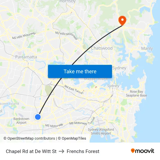 Chapel Rd at De Witt St to Frenchs Forest map