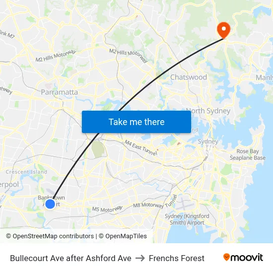 Bullecourt Ave after Ashford Ave to Frenchs Forest map