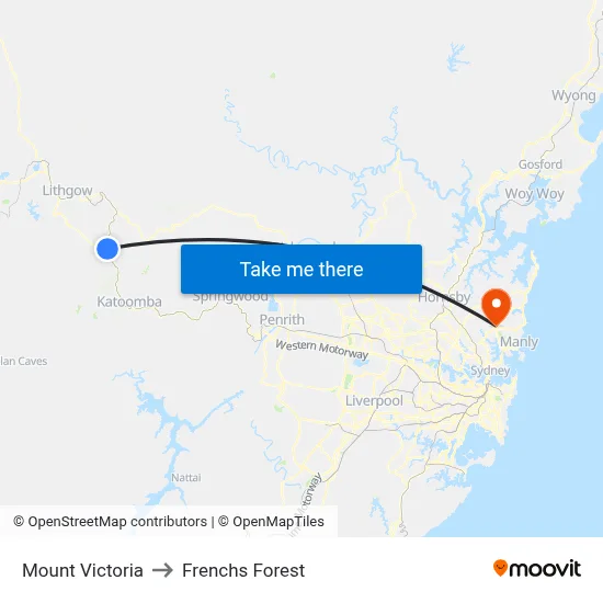 Mount Victoria to Frenchs Forest map