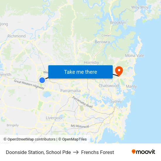 Doonside Station, School Pde to Frenchs Forest map