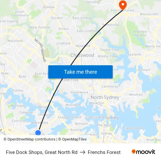 Five Dock Shops, Great North Rd to Frenchs Forest map