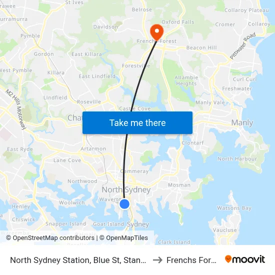 North Sydney Station, Blue St, Stand C to Frenchs Forest map