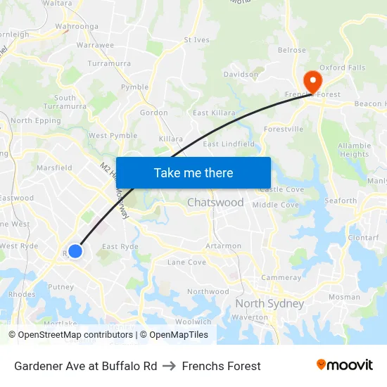Gardener Ave at Buffalo Rd to Frenchs Forest map
