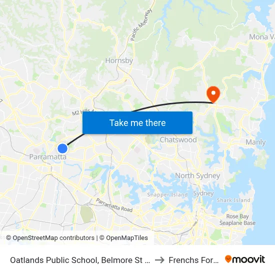 Oatlands Public School, Belmore St East to Frenchs Forest map