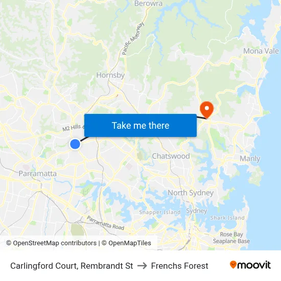 Carlingford Court, Rembrandt St to Frenchs Forest map