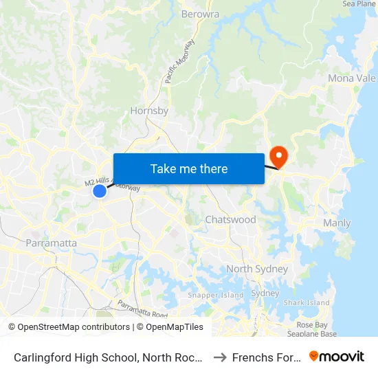 Carlingford High School, North Rocks Rd to Frenchs Forest map