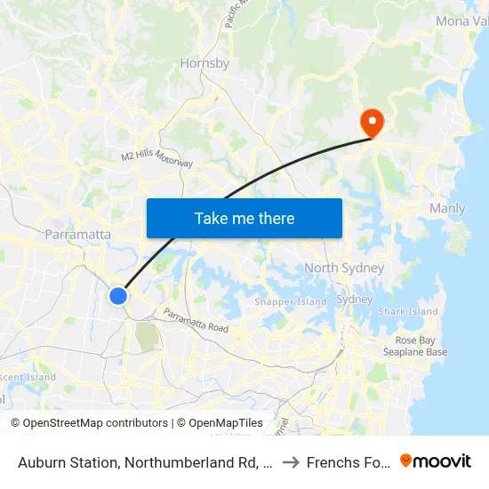 Auburn Station, Northumberland Rd, Stand C to Frenchs Forest map