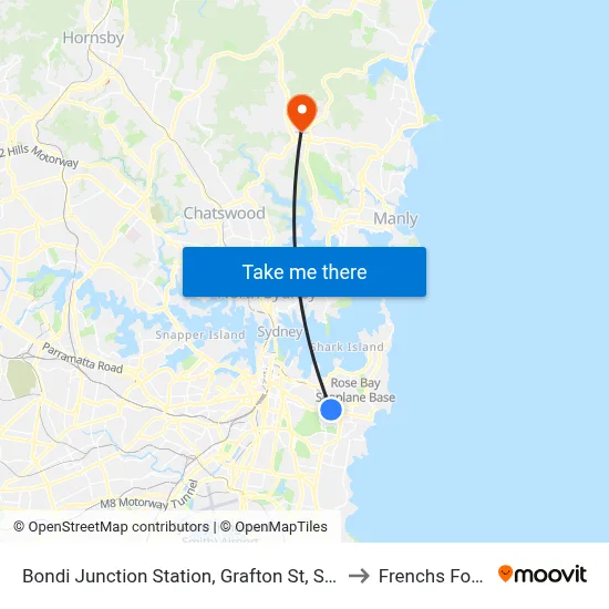 Bondi Junction Station, Grafton St, Stand R to Frenchs Forest map