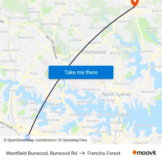 Westfield Burwood, Burwood Rd to Frenchs Forest map