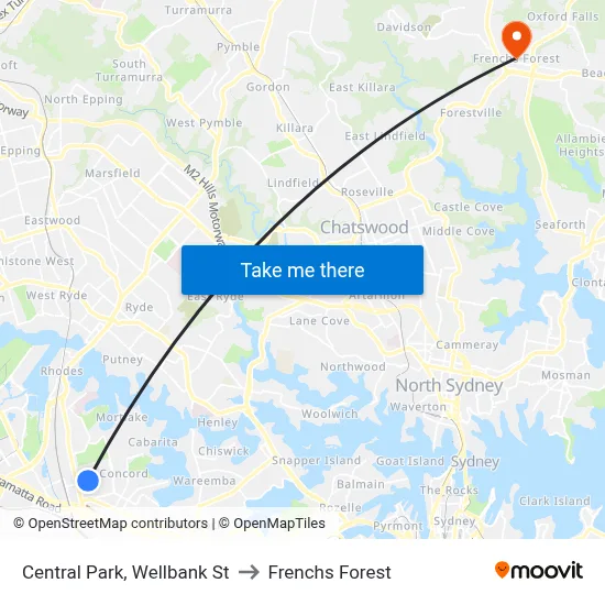 Central Park, Wellbank St to Frenchs Forest map