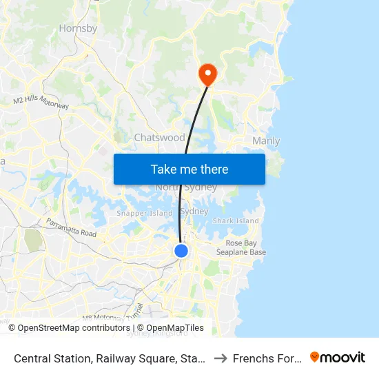 Central Station, Railway Square, Stand M to Frenchs Forest map