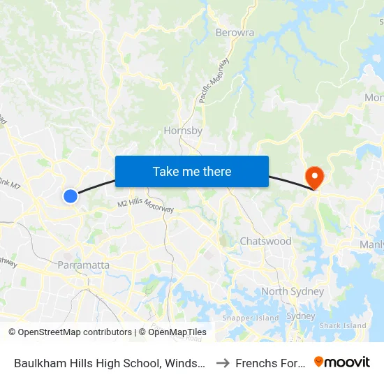 Baulkham Hills High School, Windsor Rd to Frenchs Forest map