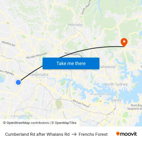 Cumberland Rd after Whalans Rd to Frenchs Forest map