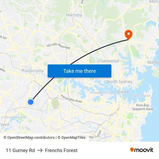 11 Gurney Rd to Frenchs Forest map