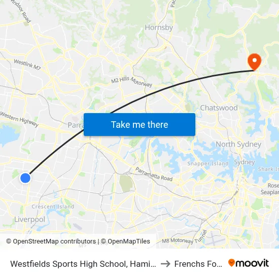 Westfields Sports High School, Hamilton Rd to Frenchs Forest map