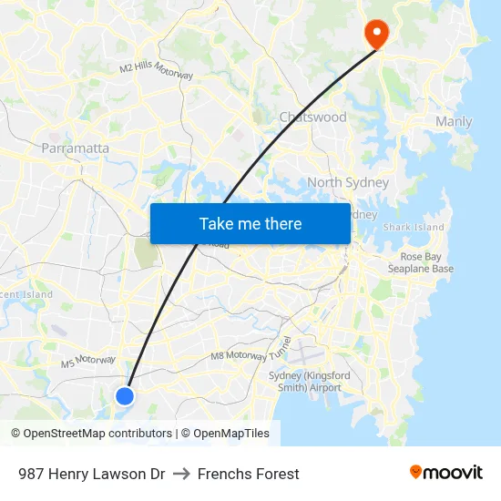 987 Henry Lawson Dr to Frenchs Forest map
