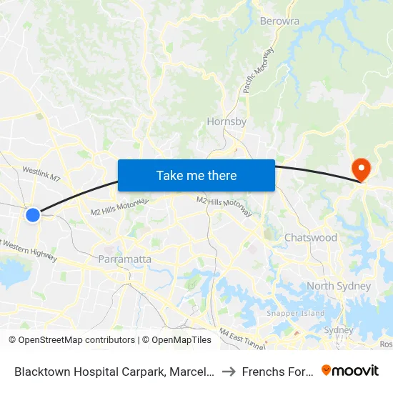 Blacktown Hospital Carpark, Marcel Cres to Frenchs Forest map