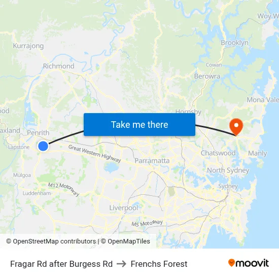 Fragar Rd after Burgess Rd to Frenchs Forest map