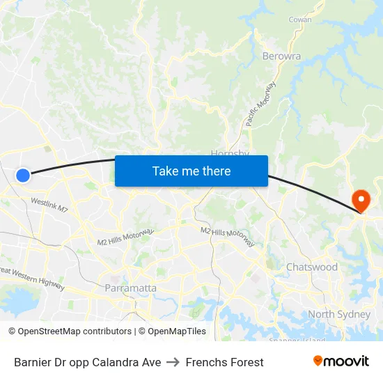 Barnier Dr opp Calandra Ave to Frenchs Forest map