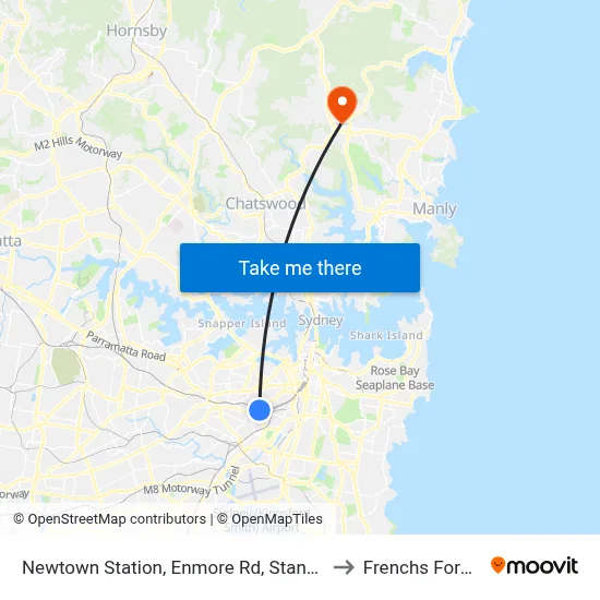 Newtown Station, Enmore Rd, Stand A to Frenchs Forest map