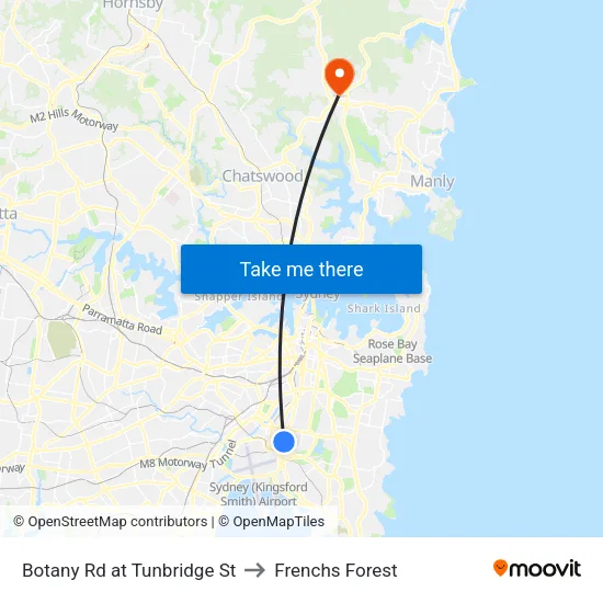 Botany Rd at Tunbridge St to Frenchs Forest map