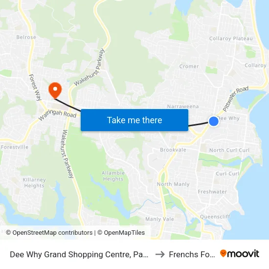 Dee Why Grand Shopping Centre, Pacific Pde to Frenchs Forest map