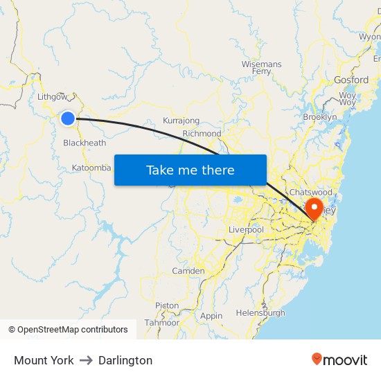 Mount York to Darlington map