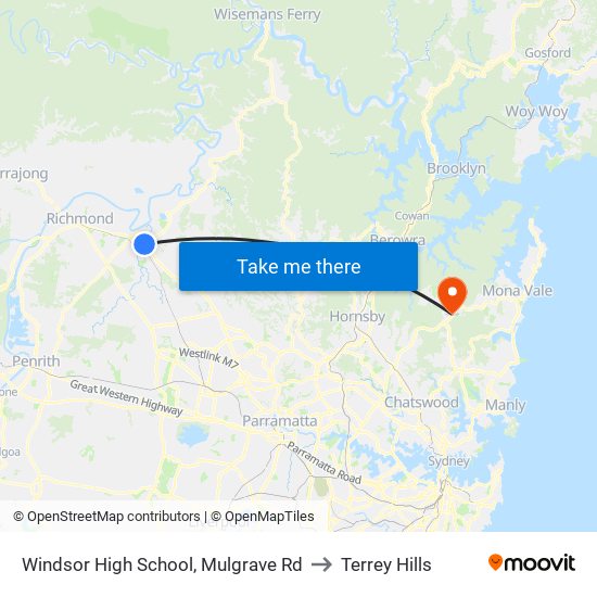 Windsor High School, Mulgrave Rd to Terrey Hills map