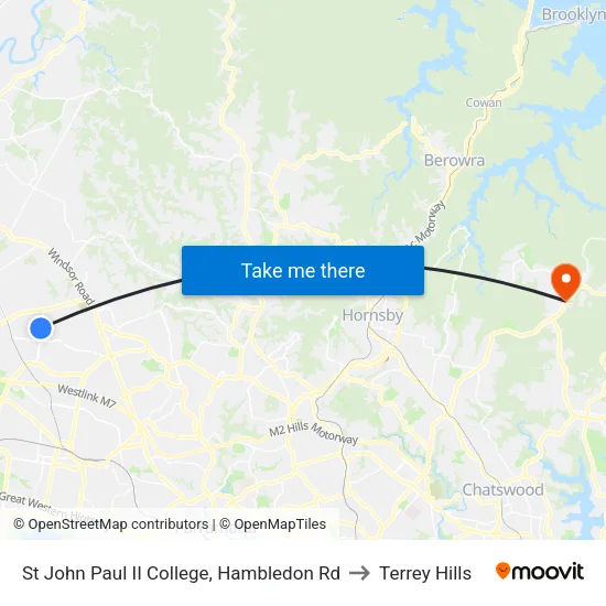 St John Paul II College, Hambledon Rd to Terrey Hills map