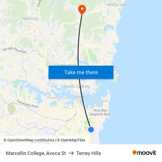 Marcellin College, Avoca St to Terrey Hills map