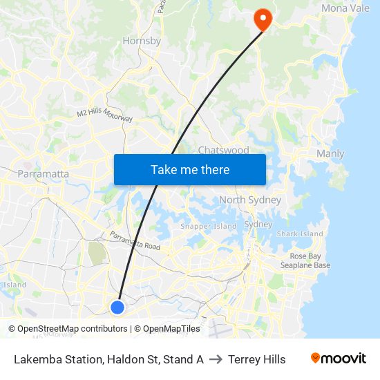 Lakemba Station, Haldon St, Stand A to Terrey Hills map