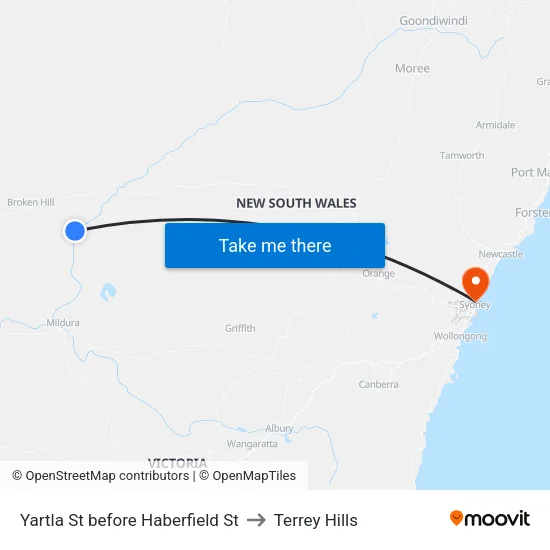 Yartla St before Haberfield St to Terrey Hills map