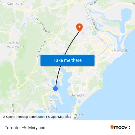 Toronto to Maryland map