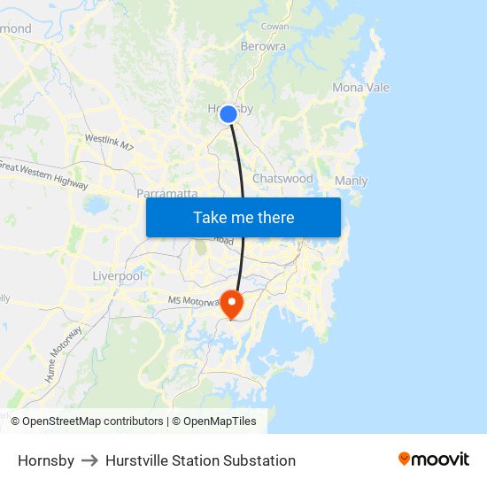Hornsby to Hurstville Station Substation map