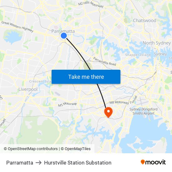 Parramatta to Hurstville Station Substation map