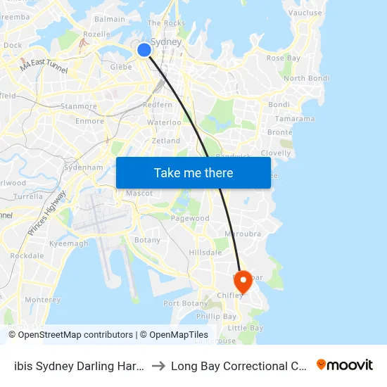 ibis Sydney Darling Harbour to Long Bay Correctional Centre map