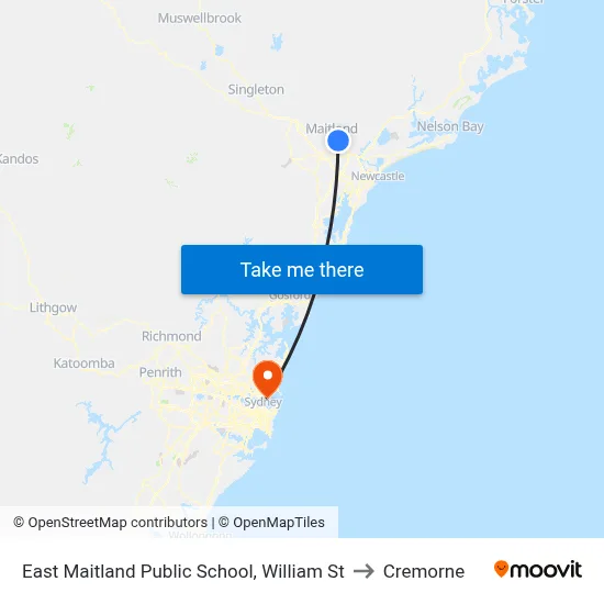 East Maitland Public School, William St to Cremorne map