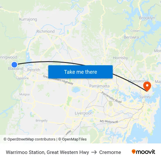 Warrimoo Station, Great Western Hwy to Cremorne map