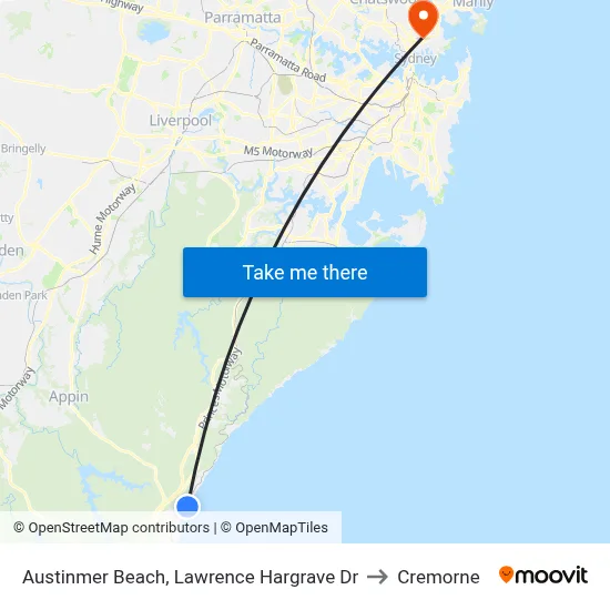 Austinmer Beach, Lawrence Hargrave Dr to Cremorne map