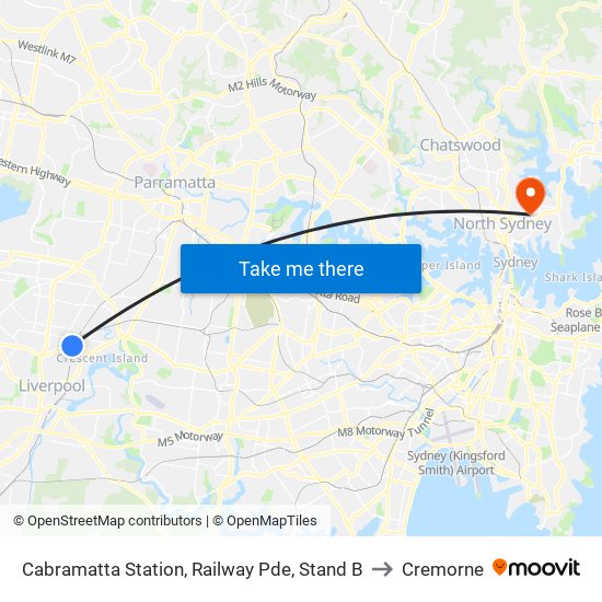 Cabramatta Station, Railway Pde, Stand B to Cremorne map