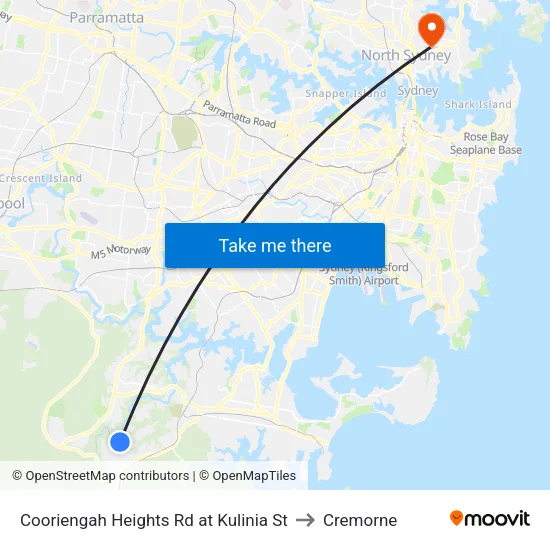 Cooriengah Heights Rd at Kulinia St to Cremorne map
