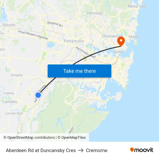 Aberdeen Rd at Duncansby Cres to Cremorne map