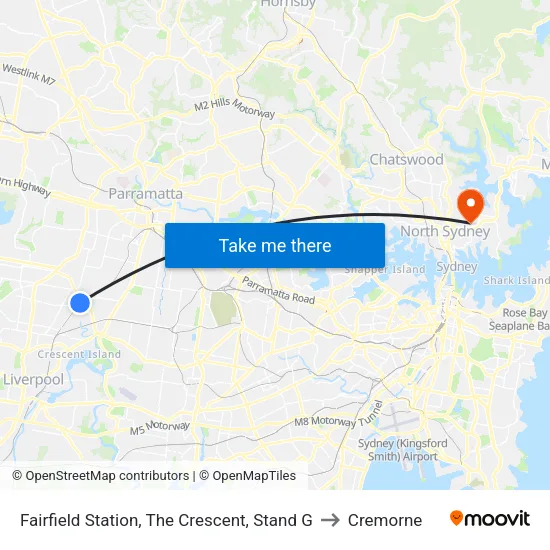 Fairfield Station, The Crescent, Stand G to Cremorne map