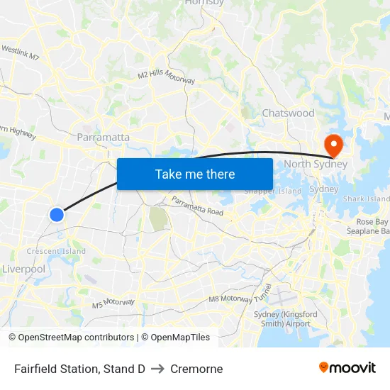 Fairfield Station, Stand D to Cremorne map