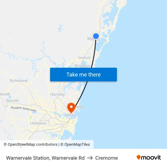 Warnervale Station, Warnervale Rd to Cremorne map