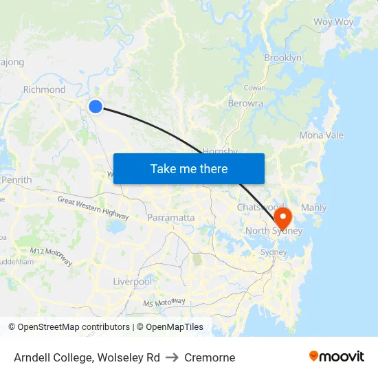 Arndell College, Wolseley Rd to Cremorne map