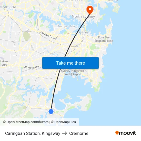 Caringbah Station, Kingsway to Cremorne map